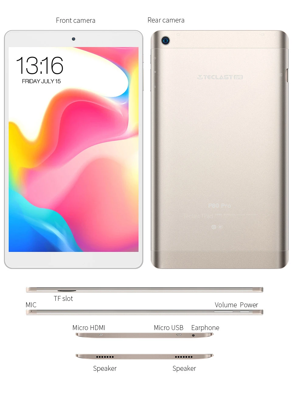 Teclast P80 Pro планшет Android сенсорный экран 8 дюймов 1280*800 3 ГБ ОЗУ 16 Гб ПЗУ двойной WiFi Android 7,0 MTK8163 четырехъядерный планшет gps