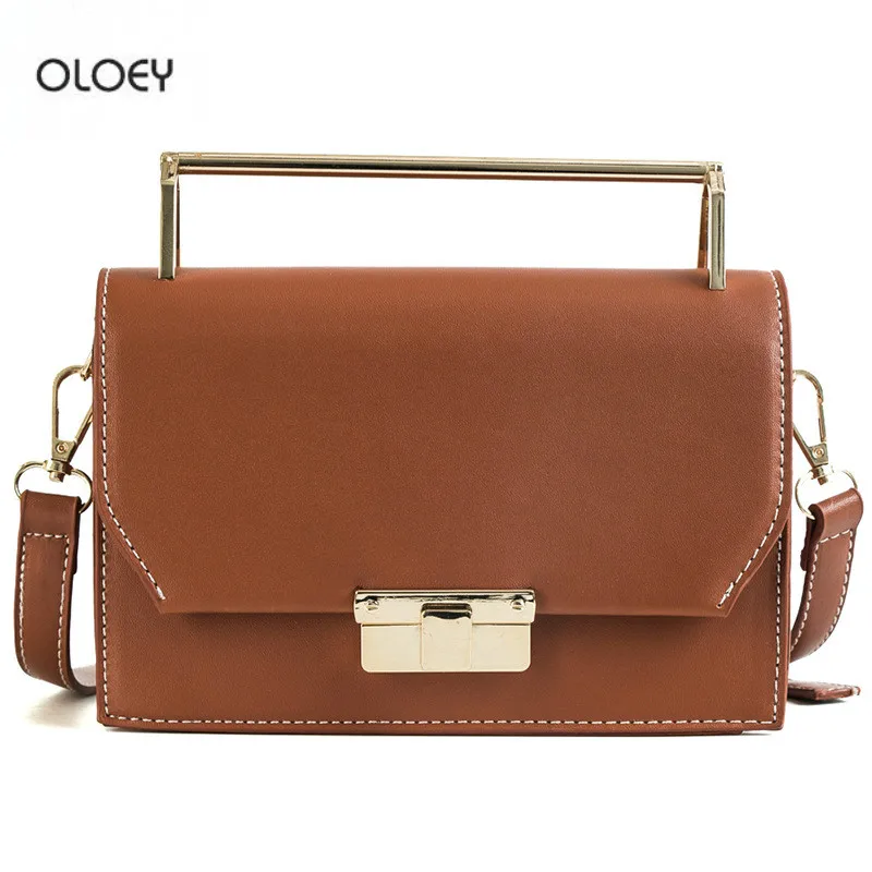 OLOEY 2018 new women's retro small square bag tide lock buckle wild shoulder messenger bag PU leather portable small square bag