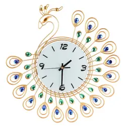Большой шикарная, из кристаллов металлические настенные часы игла для алмазов цифровой часы с подвеской Гостиная украшения