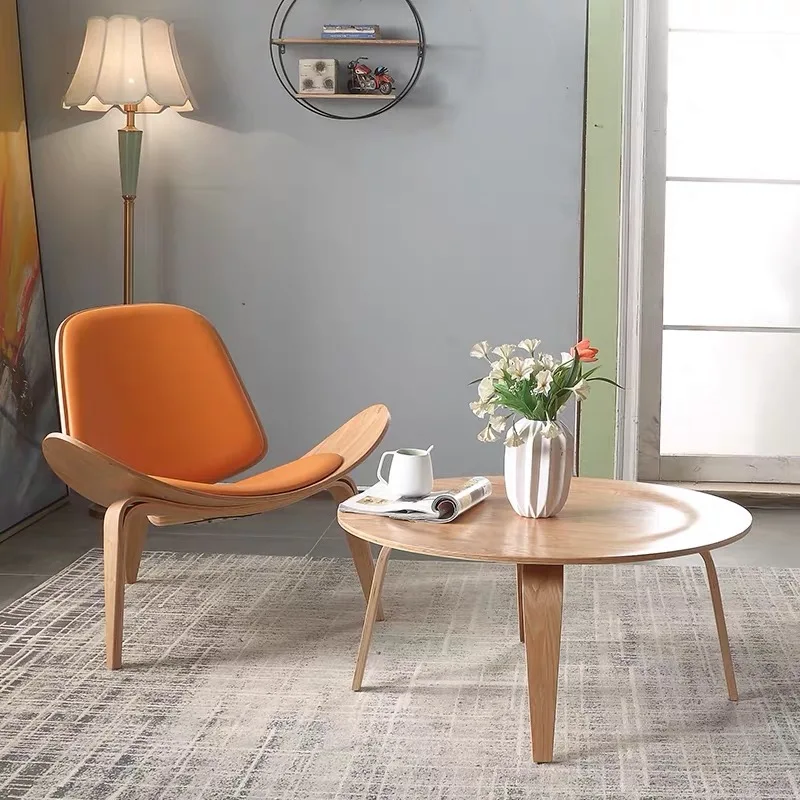 Бесплатная доставка U BEST Hans Wegner Стиль трехногий ракушка кресло пепел фанера