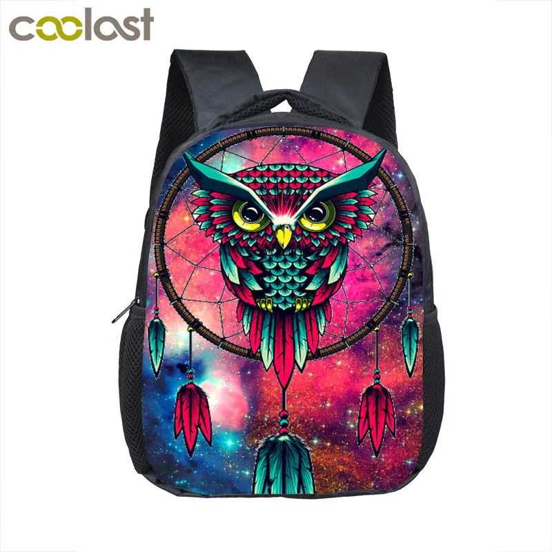 12 Inch 3D Print font b Backpack b font Cartoon Owl Dream Catcher School font b