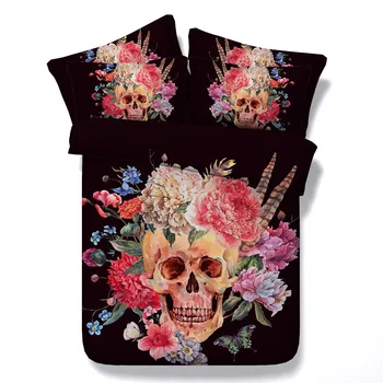 

Ink Skull Digital print Bedding Set Quilt Cover Design Bed Set Bohemian a Mini Van Bedclothes 3pcs Large size 260*225cm JF215