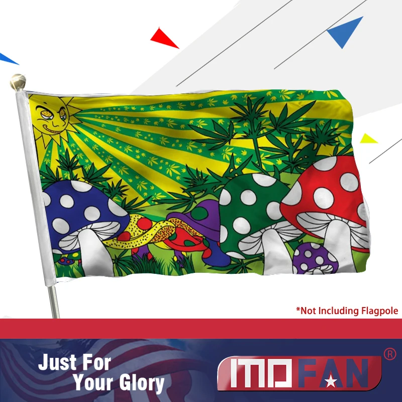 

MOFAN Mushroom Flag MJ Shrooms Flag with 2 Brass Grommets Polyester 3x5 Ft