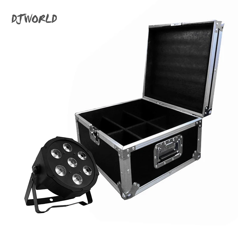 

FlightCase with 6 pcs LED Stage Effect Lighting 7x3W/7x9W/7X12W/RGBW Color Flat Par Professional for Party Ballroom weedding