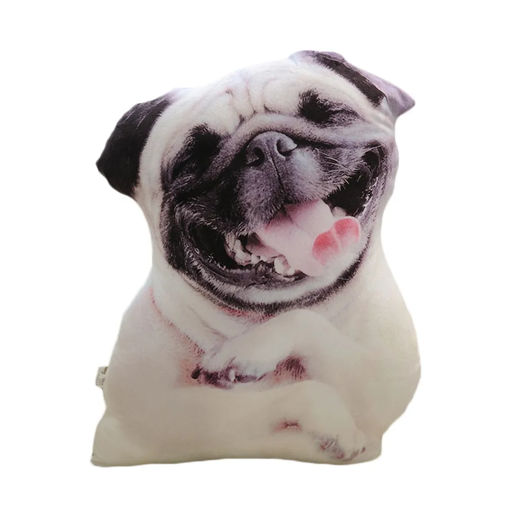 Плюшевые подушки декоративные Чехлы для подушек Забавные 3D принт собаки Подушка креативная Подушка милая плюшевая кукла в подарок домашний декор - Цвет: D