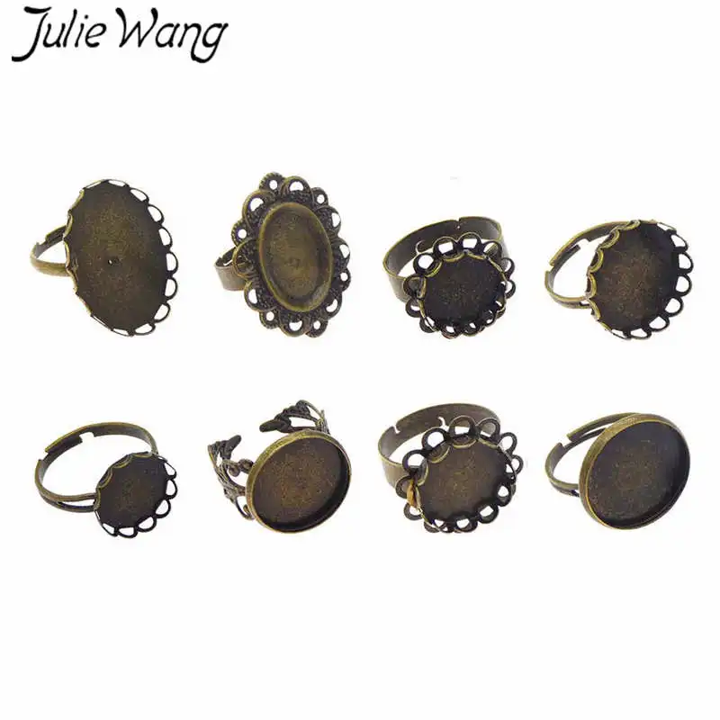Julie Wang 8 шт. смешанные кольца винтажная античная бронза Регулируемая пустая