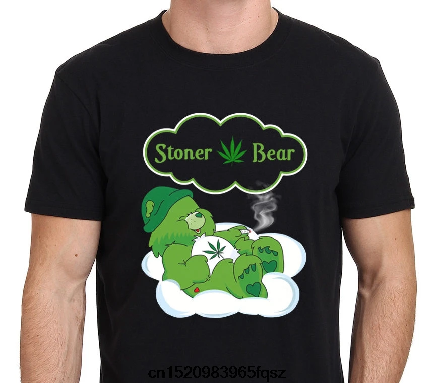 Custom Tee Shirts Fashion Men O-Neck Stoner Bear Funny Care Bear Parody Men's T-Shirt Size S-to-XXL Short-Sleeve T Shirts