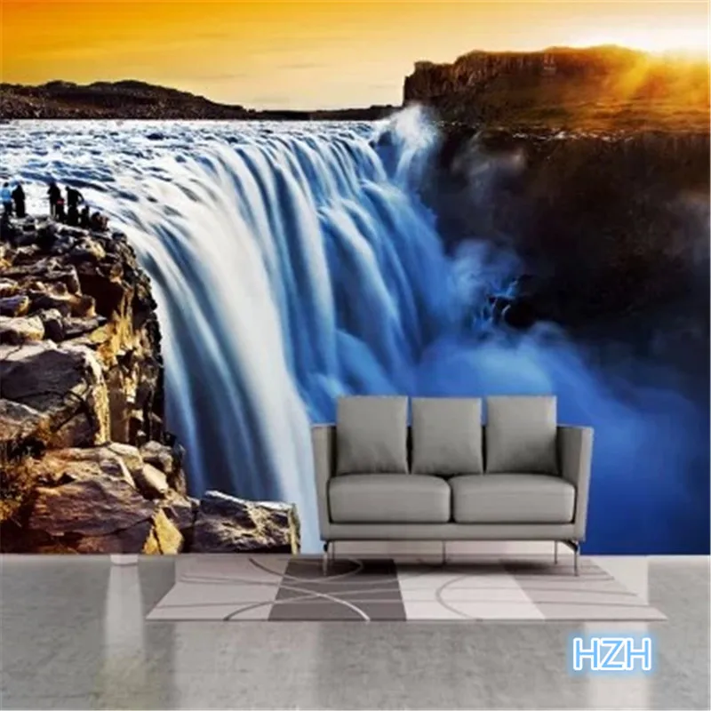 

beibehang Custom photo wallpaper 3d stereoscopic wall paper office sofa TV background golden waterfall 3d mural wallpaper