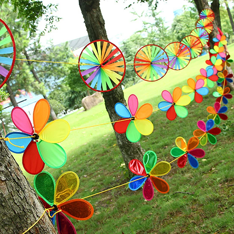 Multicolor Dots Windmill Garden Ornaments Wind Spinner Whirligig Kids Toy PN 