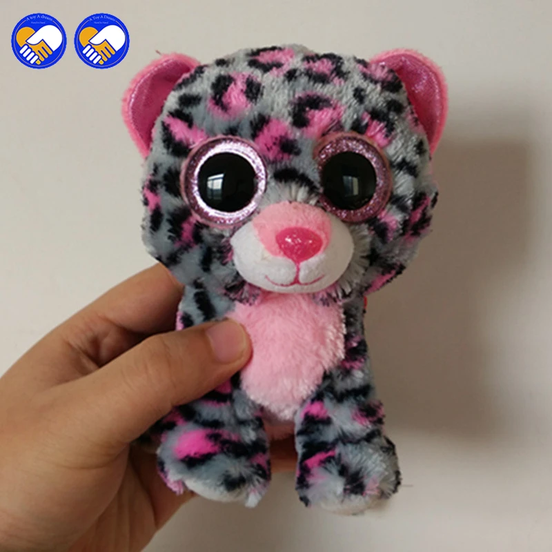 Ty Beanie Boo 6 "таша Серый и Розовый Леопард Большие Глаза Плюшевые Игрушки Куклы Фиолетовый Panda Baby Дети Подарок