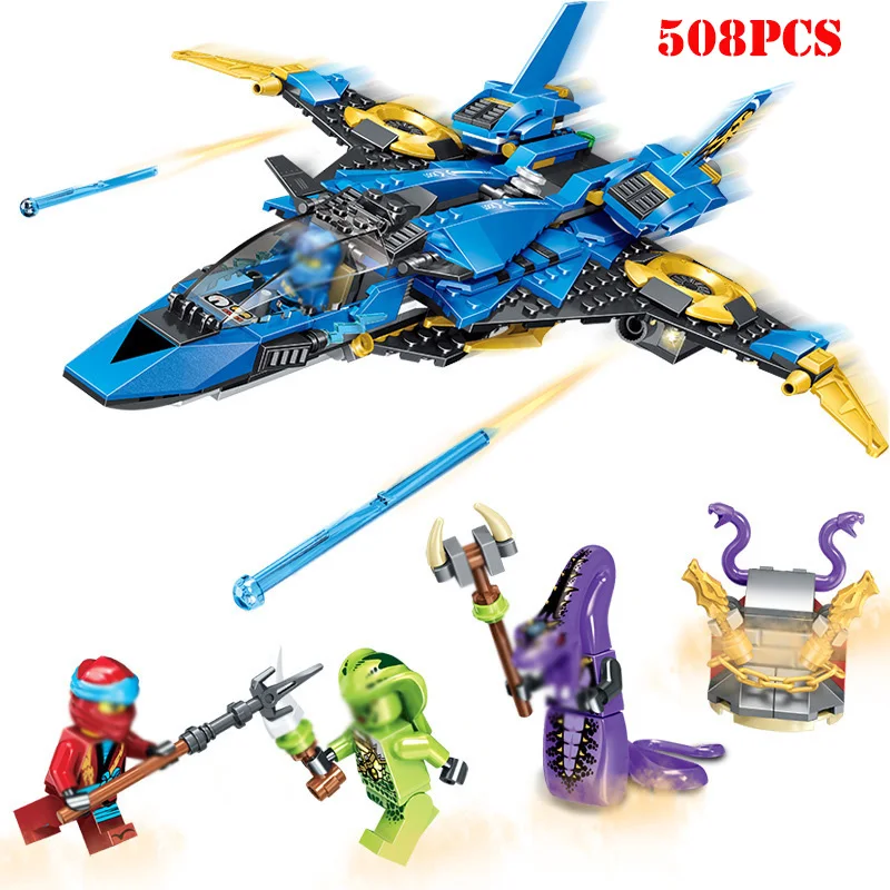 

508Pcs Ninja Warship Aircraft Building Blocks Compatible Legoing Ninjagoe Jay Figures DIY Bricks Toys For Children Birthday Gift