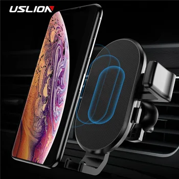 USLION Qi Car Wireless Charger For iPhone XR XS MAX X 8 7 Samsung Xiaomi Huawei Fast Wireless Charging Mount Car Phone Holder