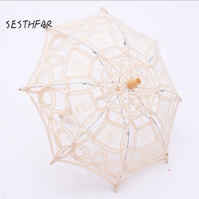

2018 Free Shipping Handcraft Mini Lace Flower Umbrella Parasol Wedding Flower Girl Party Decor Props