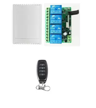 

DC 12V 10A Relay 4CH Wireless RF Remote Control Switch Transmitter with Receiver for garage door light 433mhz