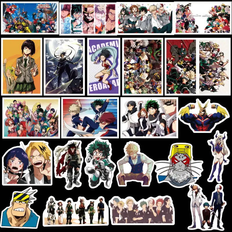 50Pcs My Hero Academia Anime Stickers Vintage Scrapbooking Stickers ForLuggage Laptop Skateboard Bicycle Backpack Phone Diary