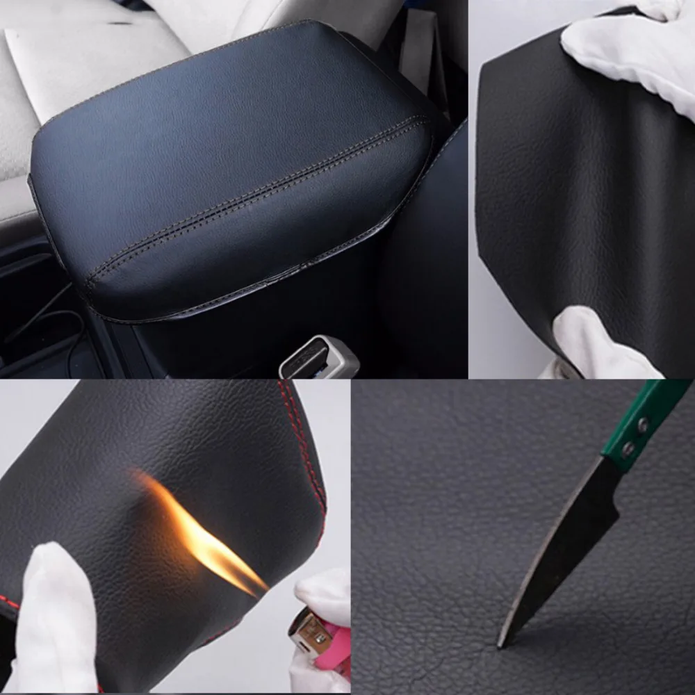 Car Armrest Cover For CRV 2015 2016 PU Leather Red/Black Stitches Car Armrest Central Console