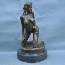 1" Бронзовая женская красота обнаженная сексуальная Художественная Скульптура Статуя сигарета инструменты для приготовления пищи украшения латунь бронза