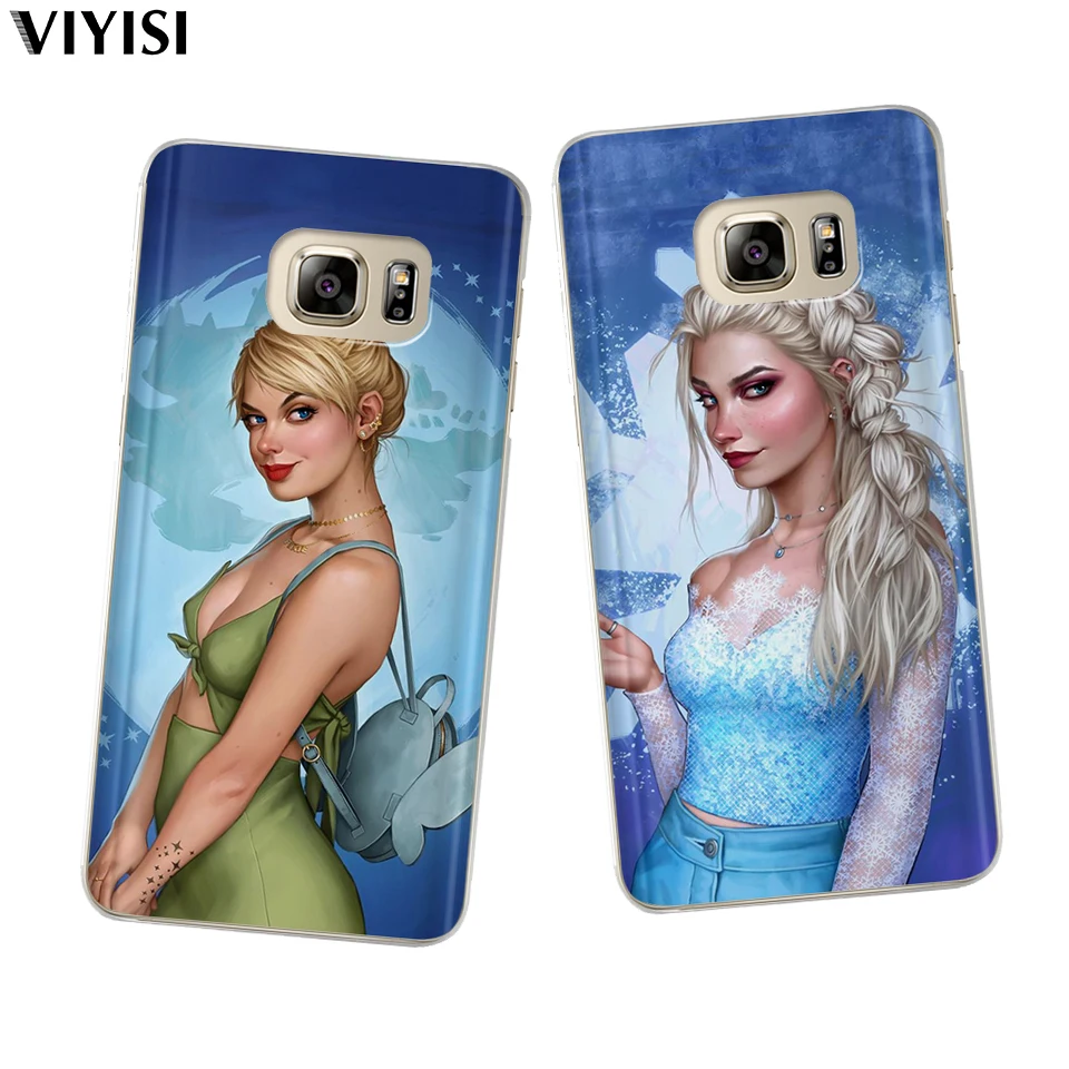 For Samsung Galaxy s8 Case S9 Plus S6 S7 Edge S10 Note 8 9 Silicone Luxury Modern Princess Ariel Belle Tinker Bell Coque Etui |