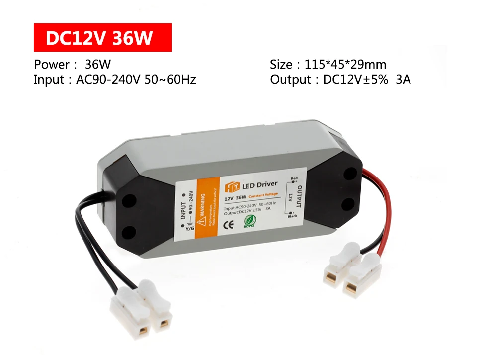 12V источник питания светодиодный драйвер 36W 72W AC 94 V-220 V до 12V DC трансформатор освещения для светодиодной ленты