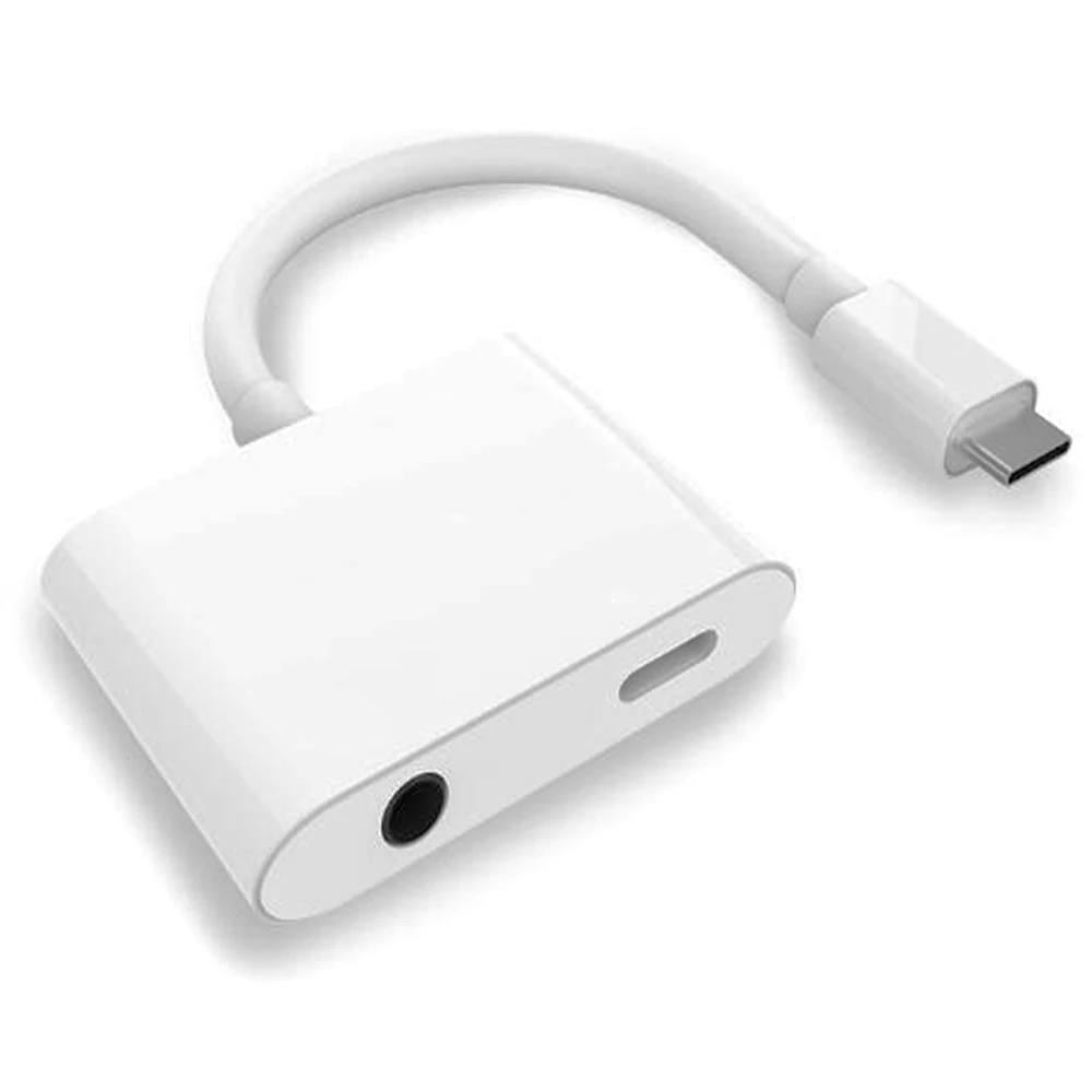 

2 in 1 USB 3.1 Type C Male to Female USB-C 3.5mm Stereo Audio Aux Earphone Fast Charging Adapter for iPad Pro Huawei P20