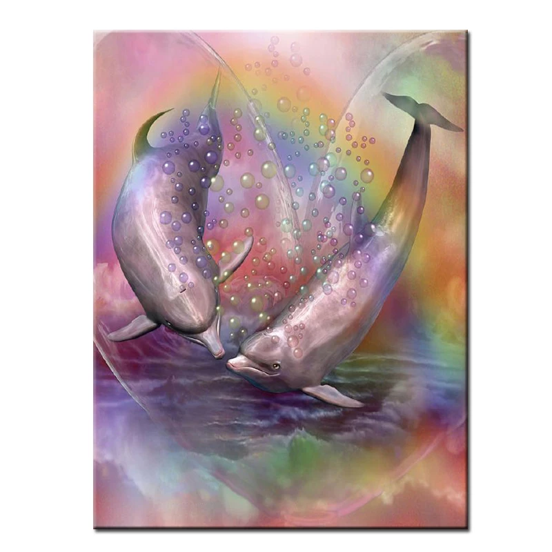 5D Diy Diamond Painting Dolphin Cross Stitch Kit Embroidery Mosaic Full Square Round Rhinestone Handicrafts | Дом и сад