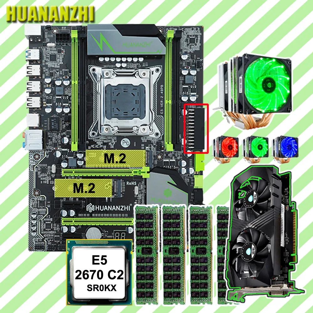 Материнская плата HUANANZHI X79 Pro с двумя слотами M.2 NVMe CPU Xeon E5 2670 C2 6 tubes cooler RAM 32G (4*8G) видеокарта GTX1050Ti 4G Материнская плата HUANANZHI X79 Pro с двумя слотами M.2 NVMe CPU Xeon E5 2670 C2 6 tubes cooler RAM 32G (4*8G) видеокарта GTX1050Ti 4G