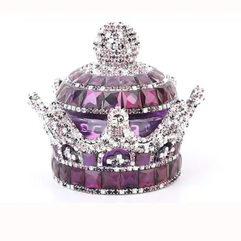 

H&D Creative Luxury Bling Crystal Crown Car Perfume Fragrance Bottle Seat Ornament Home Office Air Freshener Home Decor (Purple)