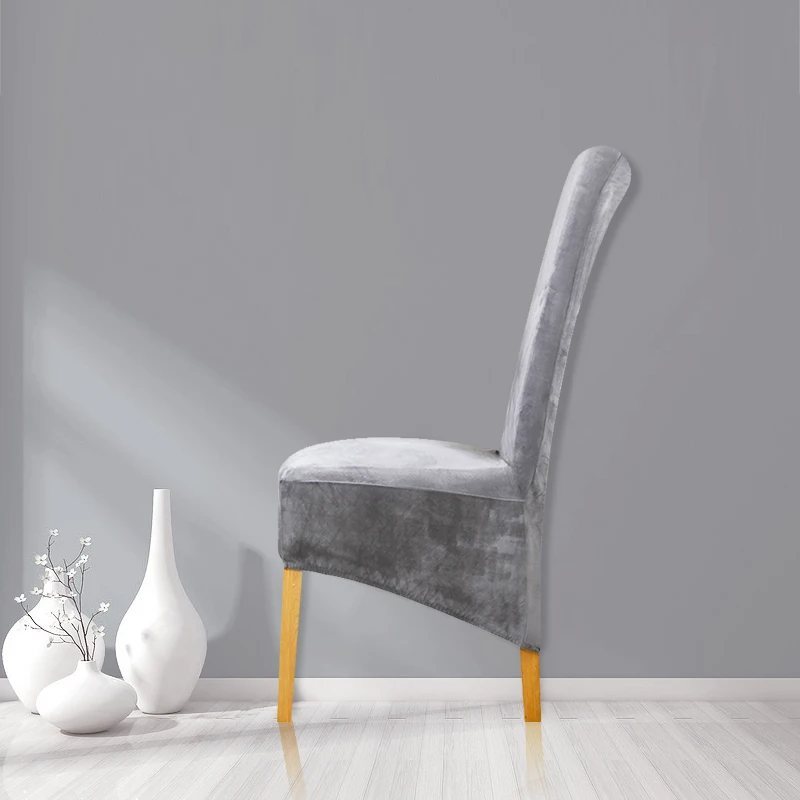 

Soft Plush Chair Cover Stretch High Long Back Slipcovers for Christmas Hotel Dining Decoration Office Kitchen