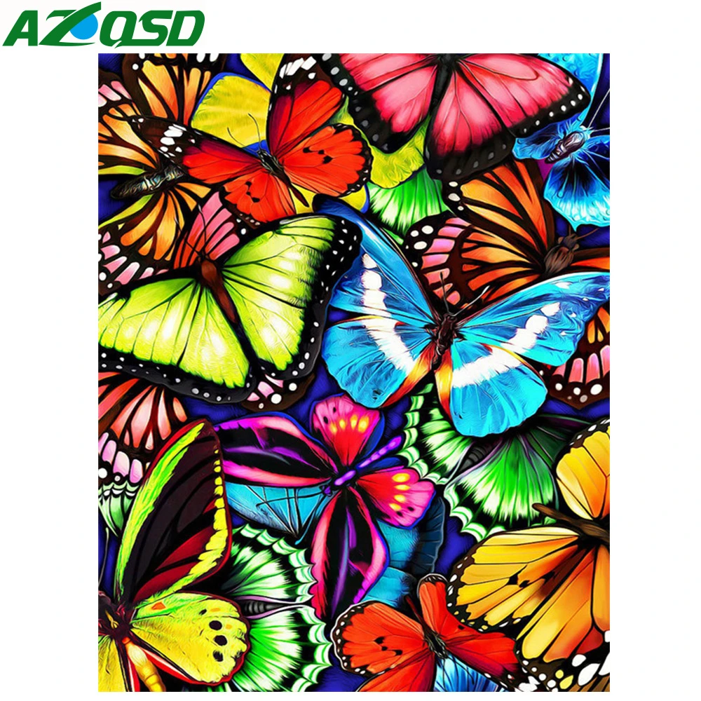 

AZQSD Diamond Painting Butterfly Colorful Pattern Home Decor Diamond Embroidery Mosaic Animal Picture Rhinestone Handmade Kits