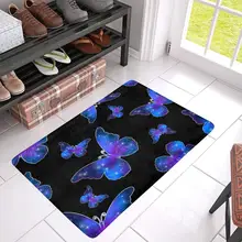 Бабочка силуэт как Галактический узор с блеском Крытый вход коврик обуви Скребок дверной коврик Домашний декор