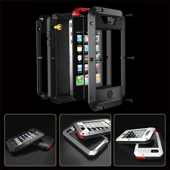 

Aluminum Metal Element Waterproof Shockproof Mobile Phone Cover Gorilla Tempered Glass For iphone 4 4S 5 5S 5C SE 6 6S Plus