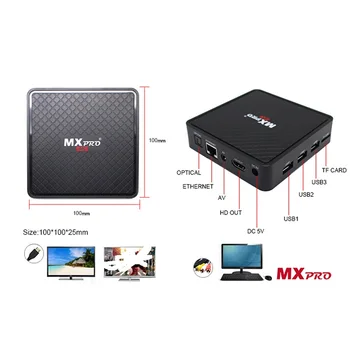 

VHXSIN MX box Android 7.0 Quad Core TV box allwinner h3 1GB RAM 8GB Flash MX 4K