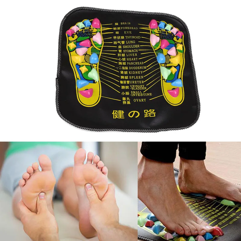 

Chinese Colored Square Stone Walk Foot Massage Pad Mat Cushion Portable Supplies
