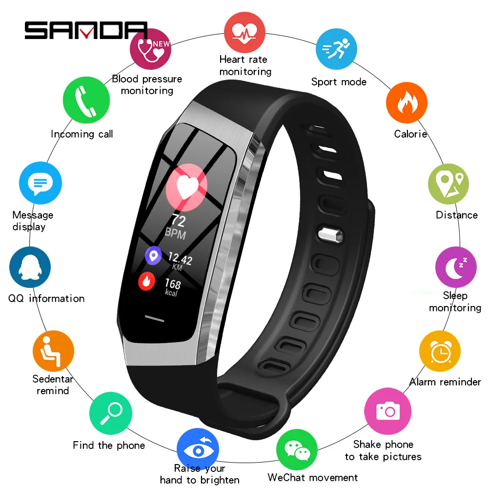 

SANDA New Sport Smart Watch Men Fitness Tracker Heart Rate Blood Pressure Monitor Smartwatch Women Bluetooth for ios android