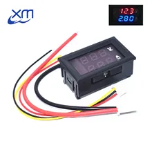 Цифровой вольтметр Амперметр постоянного тока 0-100 в 10 А, двойной дисплей, детектор напряжения, панель измерителя тока, ампер, вольтметр 0,2", красный, синий светодиодный