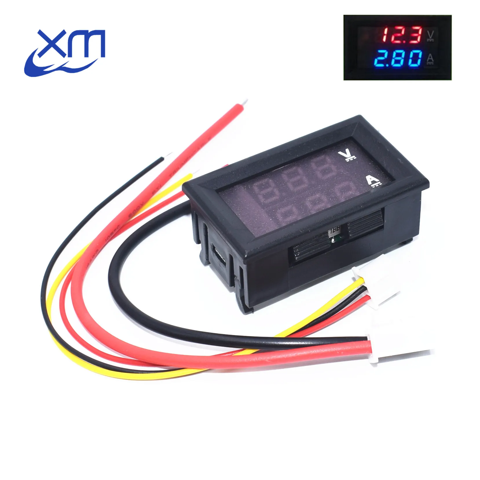 DC 0-100V 10A Digital Voltmeter Ammeter Dual Display Voltage Detector Current Meter Panel Amp Volt Gauge 0.28 Red Blue LED