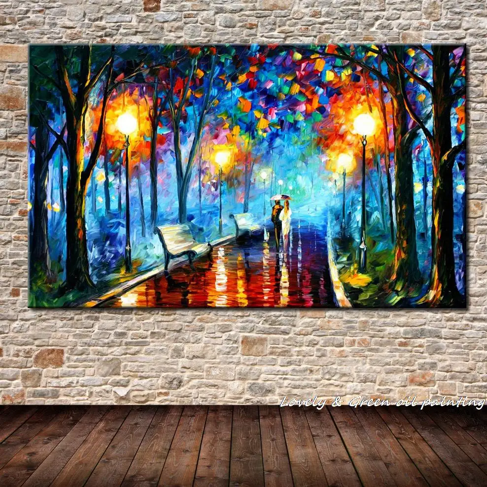 Buy 100 handmade High quality modern wall art Streetscape Oil Paintings