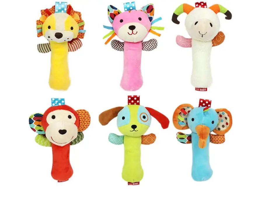 60pcs Cute Soft Kids Baby Infant Rattles Plush Stuffed Animals Soothing