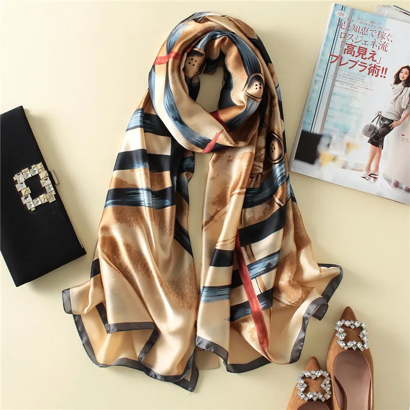 

Women Silk Scarf Soft Buttons Pattern Long Shawl Blanket Silky Large Wrap NEW Design 180 x 90 cm [3237]