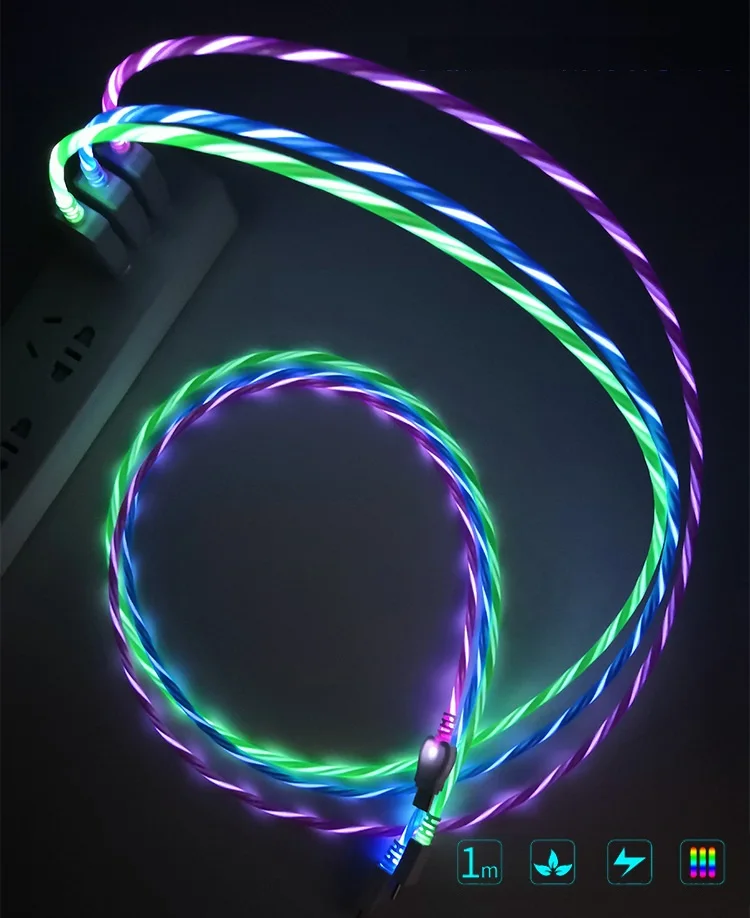 

USB Cable Micro USB Cable Flowing LED Glow Charging Data Cables For Android Samsung Huawei Xiaomi