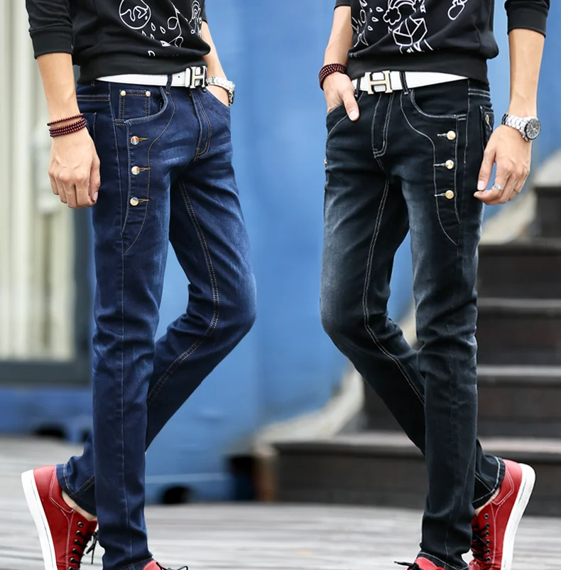Джинсы мужские новые узкие джинсы, высококачественные повседневные Стрейчевые брюки Мужская одежда, модные корейские прямые универсальные джинсы