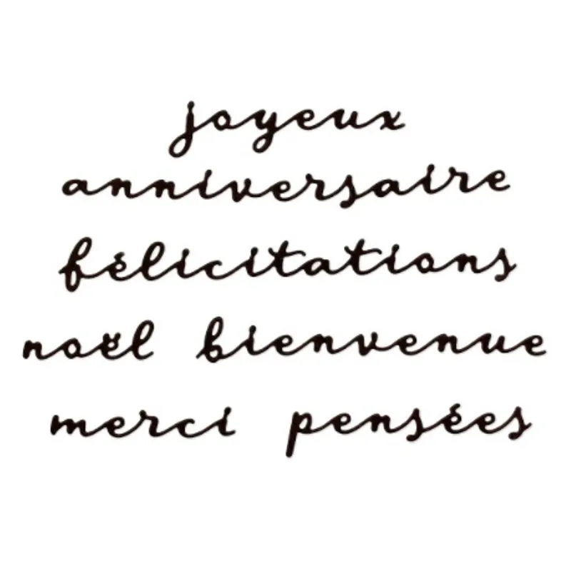 

Eastshape French Words Dies Metal Cutting Dies for Scrapbooking Paper Cards DIY New Congratulations/welcome/thank You Letter Die