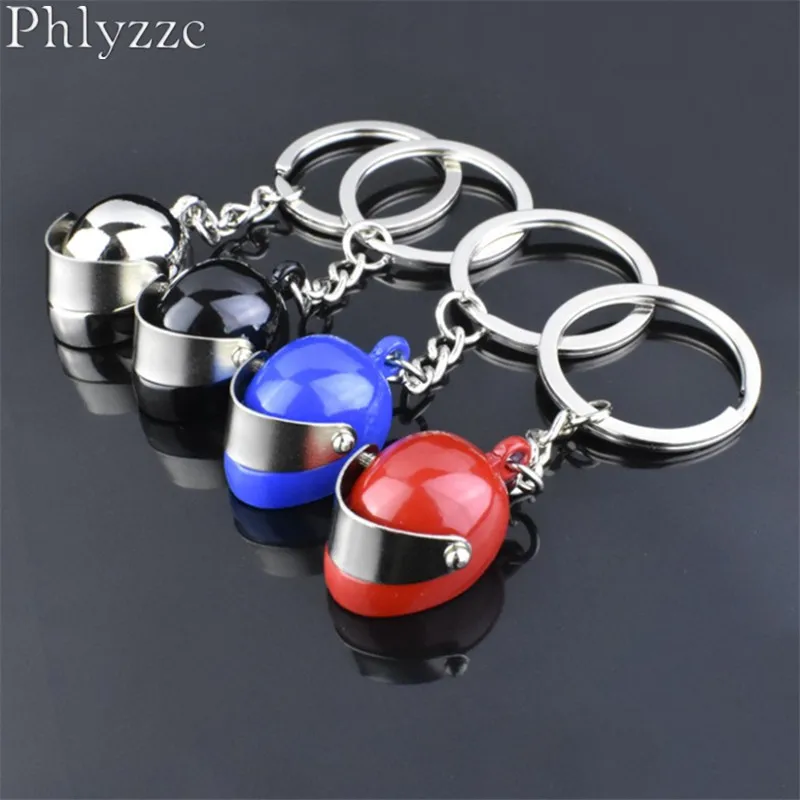 4 colours Creative Motorcycle Helmet Keychains simulated safety helmet
