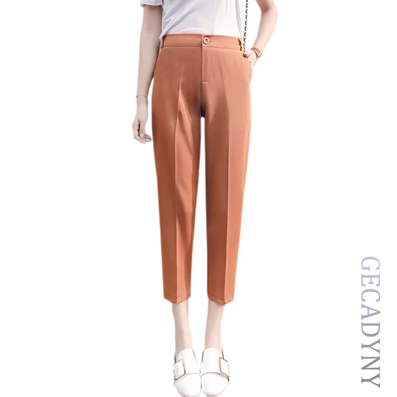 

Women Cropped Harem Pants Women Solid Plus Size Casual Pants 2019 Fashion High Waist Ladies OL Work Wear Elegant Pants Capris