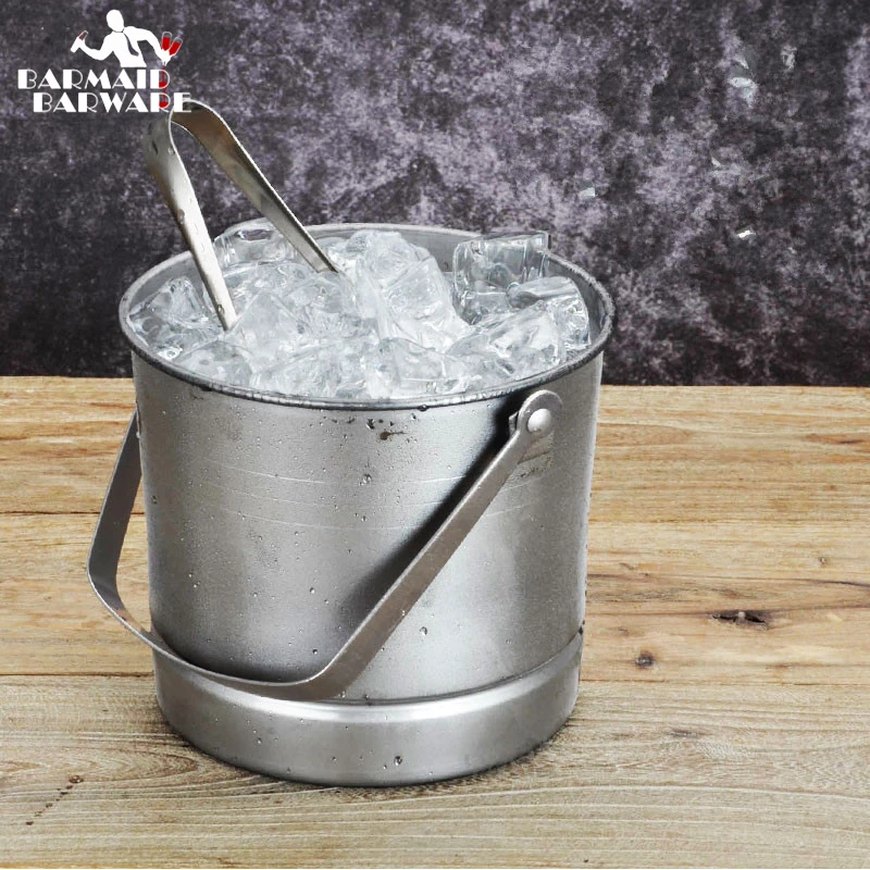stainless steel ice bucket with tongs