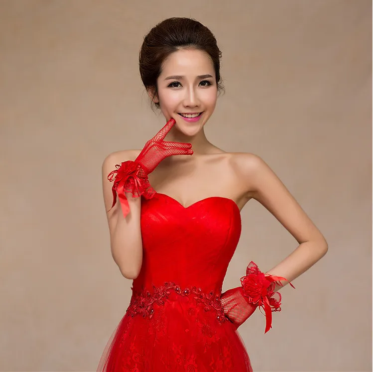 Ever Fairy/новые модные высококачественные эластичные, красные, белые шелковые сетчатые Вечерние перчатки