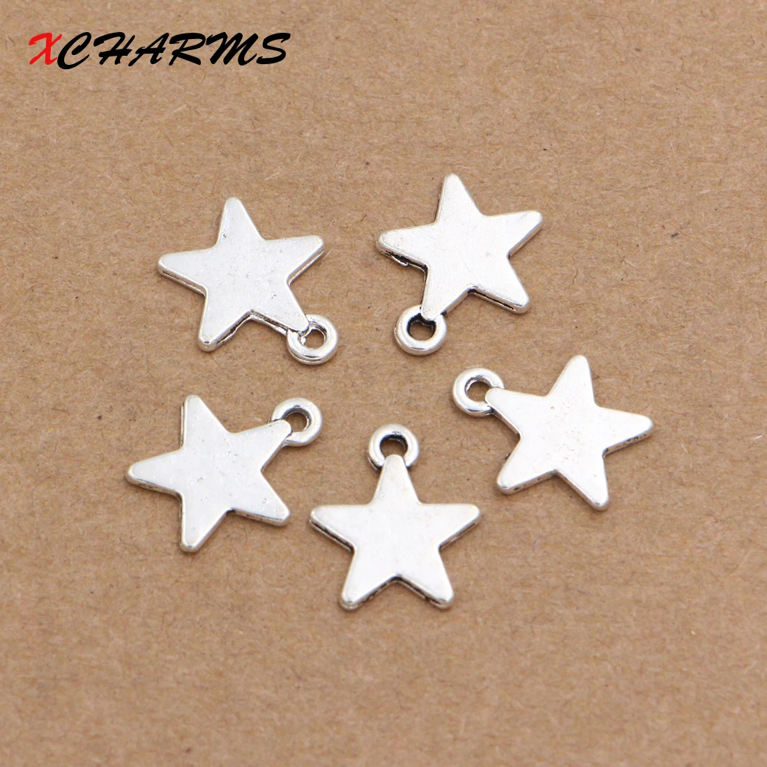 

XCHARMS 20pcs/lot Wholesale 13*12mm Five-pointed star Jewelry Findings Silver Charms Antique DIY Making Pendant