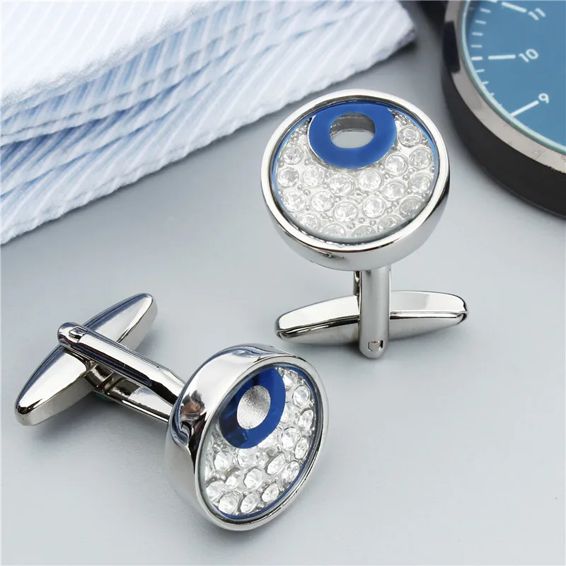 Buy Blue Crystal Cufflinks for Men Shirt Jewelry Cuff