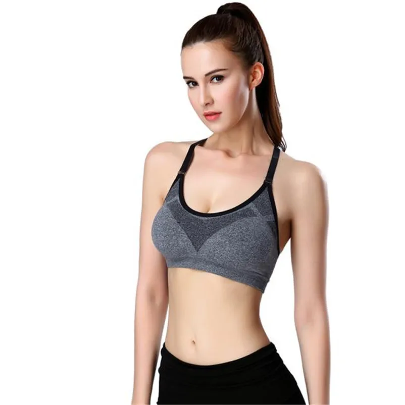

2019 New High Stretch Breathable Sports Bra Top Fitness Women Padded Sport Bra for Running Yoga Gym Seamless Crop Bra Gradient