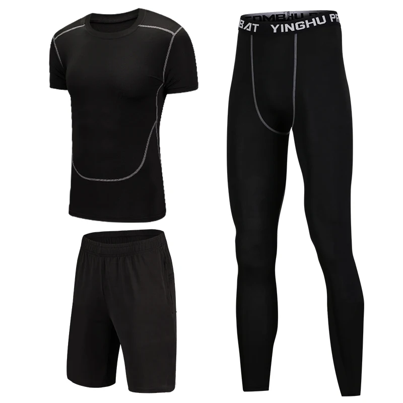 S-4XL мужские компрессионный набор бег легинсы для тренировок фитнес тренировочный костюм рубашки спортивный костюм Rashgard комплект ММА Бег гимнастическая майка